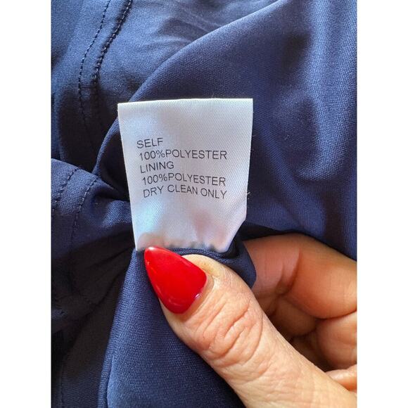 Tadashi Shoji One Shoulder Crepe Column NavyWedding Guest Gala Gown size 6 - Picture 12 of 13